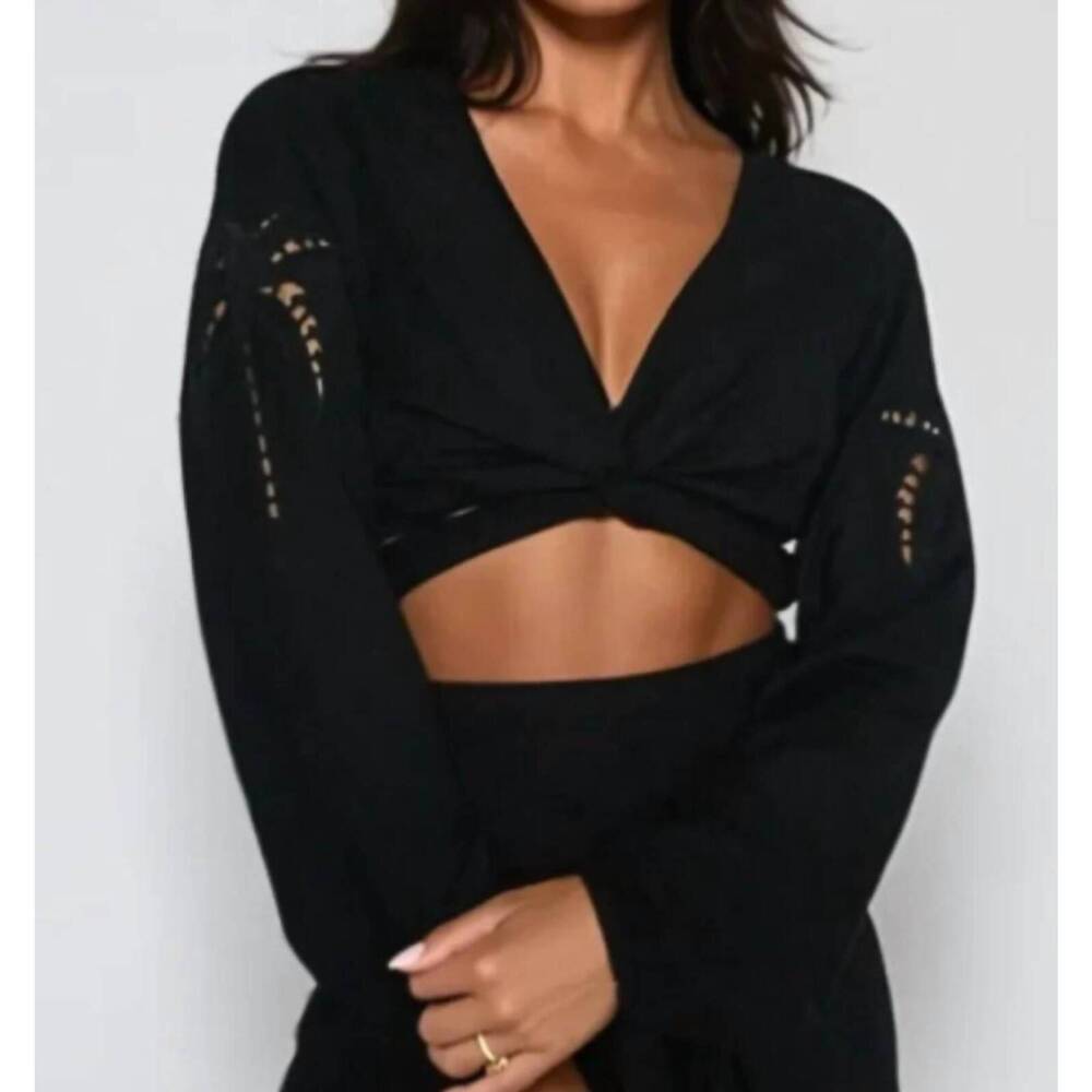 NEW BALIAWEAR belle linen multi-way blouse in black